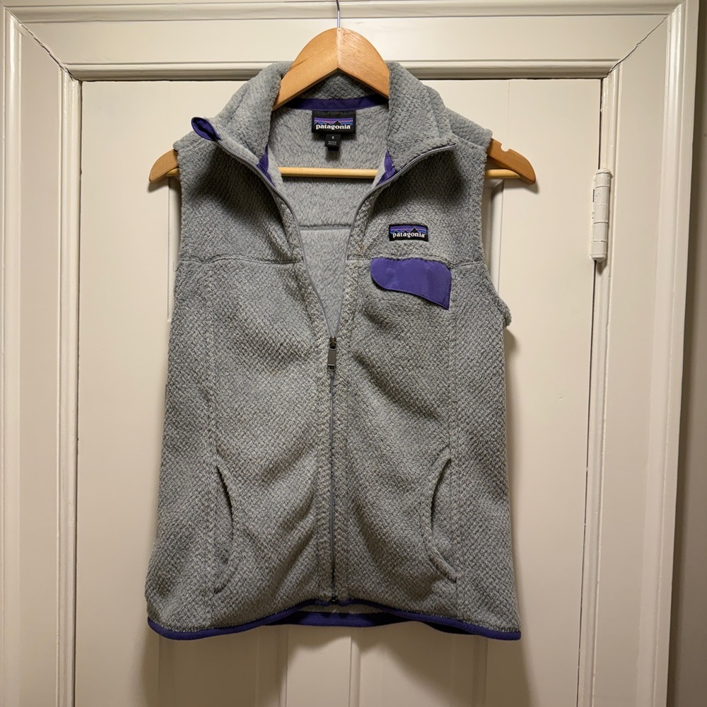 Patagonia Heather Gray and Violet Fleece Jacket